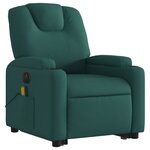 vidaXL Fauteuil inclinable de massage électrique Vert foncé Tissu