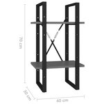 vidaXL Bibliothèque à 2 niveaux gris 40x30x70 cm bois d'ingénierie