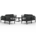 vidaXL Salon de jardin 9 Pièces avec coussins Aluminium Anthracite