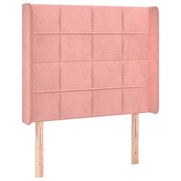 vidaXL Tête de lit avec oreilles Rose 93x16x118/128 cm Velours