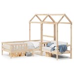 vidaXL Ensemble de lit et de banc avec toit 80x200 cm bois pin massif