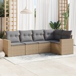 vidaXL Salon de jardin avec coussins 5 Pièces beige résine tressée