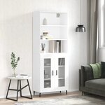 vidaXL Buffet haut Blanc 69 5x34x180 cm Bois d'ingénierie