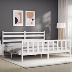 vidaXL Cadre de lit avec tête de lit blanc 200x200 cm bois massif
