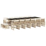 vidaXL Ensemble à manger de jardin et coussins 17 Pièces beige