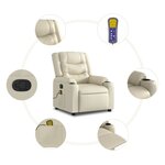 vidaXL Fauteuil inclinable de massage Crème Similicuir
