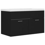 vidaXL Armoire d'évier avec lavabo intégré Noir Aggloméré