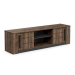 Meuble TV MONACO - 2 portes coulissantes + 3 étageres - bois oak et noir - 184.5 x 42.3 x 51.8 cm
