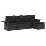 vidaXL Salon de jardin 5 Pièces avec coussins noir résine tressée
