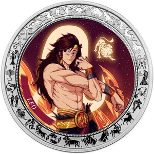 Monnaie LEO Anime Zodiac 1 Oz Argent 5 Cedis Ghana 2025 (PRÉCOMMANDE)