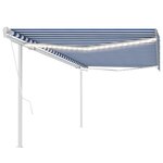vidaXL Auvent automatique capteur de vent et LED 5x3 5 m Bleu et blanc