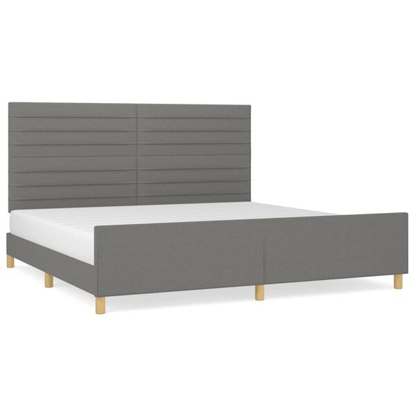 vidaXL Cadre de lit avec tête de lit Gris foncé 200x200 cm Tissu