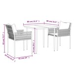 vidaXL Ensemble à manger de jardin 3 Pièces coussins résine tressée acier