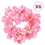 vidaXL Guirlandes de fleurs de Noël 6 Pièces rose foncé 180 cm