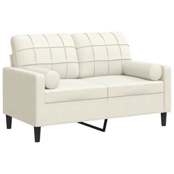 vidaXL Canapé 2 places avec oreillers décoratifs crème 120 cm velours