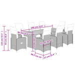vidaXL Ensemble de bistro de jardin 9 Pièces coussins gris poly rotin