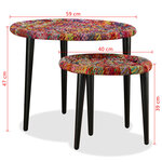 vidaXL Table basse 2 Pièces Détails tissés chindi Multicolore