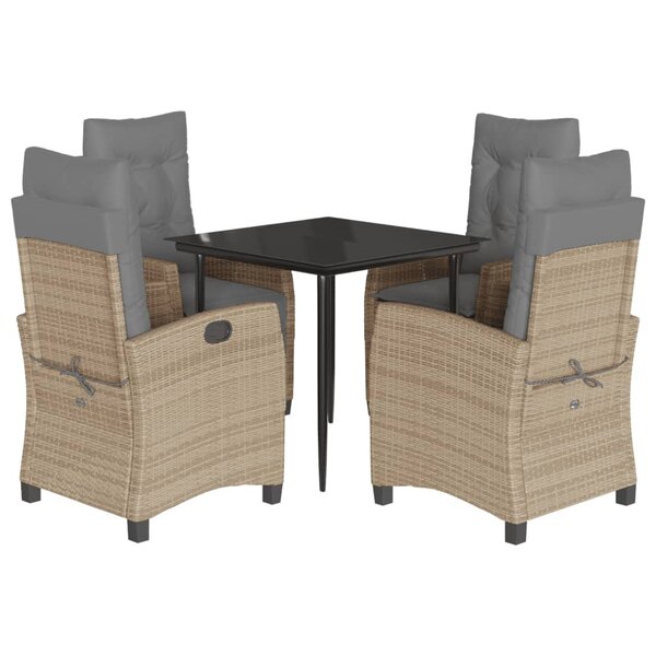 vidaXL Ensemble à manger de jardin coussins 5 Pièces mélange beige rotin