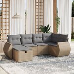 vidaXL Salon de jardin avec coussins 6Pièces mélange beige résine tressée