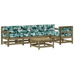 vidaXL Salon de jardin 6 Pièces avec coussins bois de pin imprégné