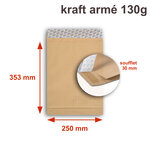 Lot de 50 enveloppes kraft arme 130g à soufflets b4