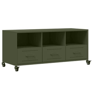 vidaXL Meuble TV vert olive 100 5x39x43 5 cm acier laminé à froid