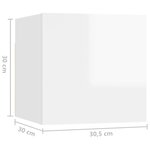 vidaXL Tables de chevet 2 Pièces Blanc brillant 30 5x30x30 cm