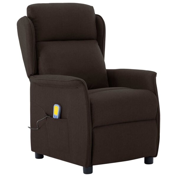 vidaXL fauteuil de massage en tissu marron foncé