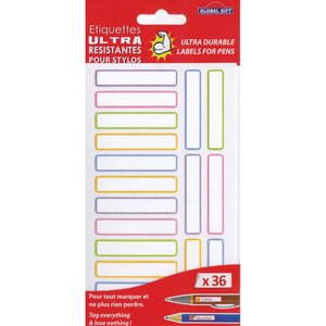 36 étiquettes plastifiées - Couleurs pastels - Ultra-résistantes