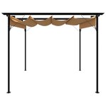 vidaXL Pergola avec toit rétractable taupe 3x3 m acier 180 g/m²