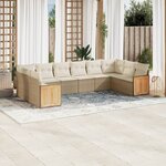 vidaXL Salon de jardin avec coussins 10 Pièces beige résine tressée