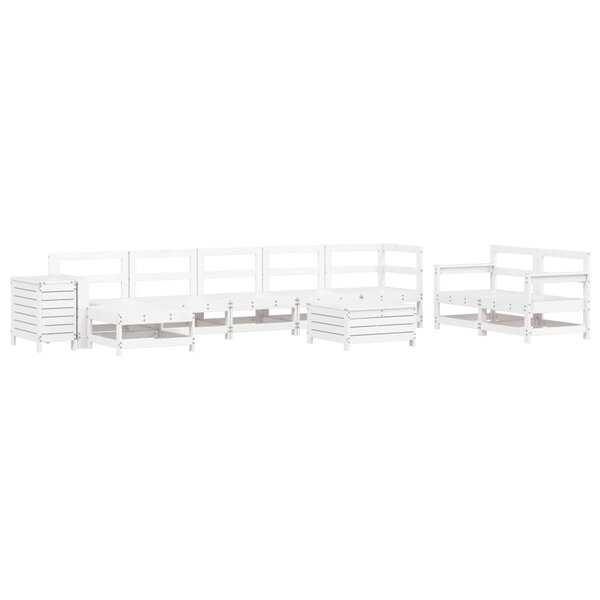 vidaXL Salon de jardin 10 Pièces blanc bois de pin massif