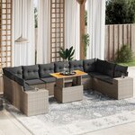 vidaXL Salon de jardin 11 Pièces avec coussins gris résine tressée