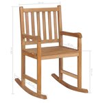 vidaXL Chaise à bascule avec coussin noir Bois de teck solide