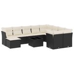vidaXL Salon de jardin 11 Pièces avec coussins noir résine tressée
