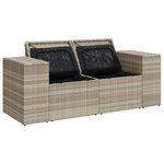 vidaXL Canapé de jardin 2 places et coussins gris clair résine tressée