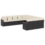 vidaXL Salon de jardin 11 Pièces avec coussins noir résine tressée