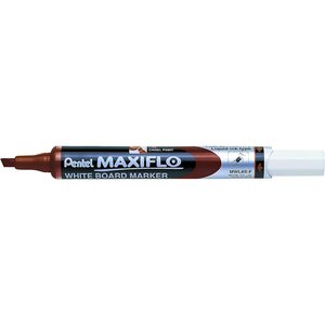 Marqueur tableaux blancs maxiflo  pointe biseautée moyenne  marron x 12 pentel