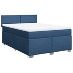 vidaXL Sommier à lattes de lit avec matelas Bleu 160x200 cm Tissu