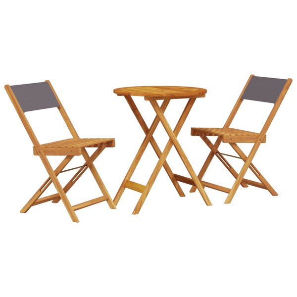 vidaXL Ensemble de bistro 3 Pièces anthracite tissu et bois massif