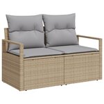 vidaXL Ensemble de Canapés de Jardin 8 Pièces avec Coussins Beige en Rotin Synthétique Acacia