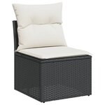 vidaXL Salon de jardin 3 Pièces avec coussins noir résine tressée