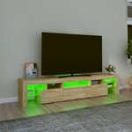 vidaXL Meuble TV avec lumières LED Chêne sonoma 200x36 5x40 cm
