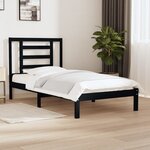 vidaXL Cadre de lit Noir Bois de pin massif 100x200 cm