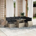 vidaXL Salon de jardin 8 Pièces avec coussins gris clair résine tressée