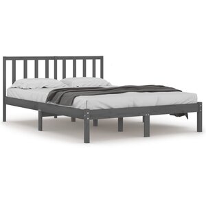 vidaXL Cadre de lit Gris Bois de pin massif 200x200 cm