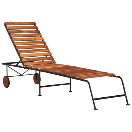 vidaXL Chaise longue avec pieds en acier Bois d'acacia massif