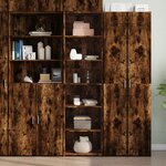 vidaXL Buffet haut chêne fumé 50x41x185 cm bois d'ingénierie