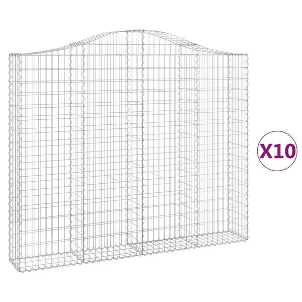 vidaXL Paniers à gabions arqués 10 Pièces 200x30x160/180 cm Fer galvanisé