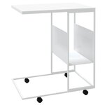 vidaXL Table d'appoint avec roues blanc 55x36x63 5cm bois d'ingénierie
